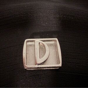 Henri Bendel Silver Metal Rectangular Bag Charm Letter D
